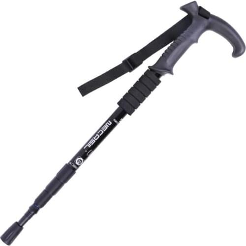 T-handle Trekking Pole Collapsible 4-Section Anti Shock Adjustable Telescopic Canes Stick Travel Hiking Mountaineer Accessories