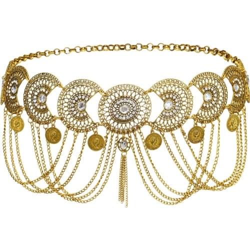 Vintage Hollow Out Alloy Waist Chain Women Coin Statement Multi-layers Belly Chain Hot Dance NIght Club Sexy Ladies Body Jewelry