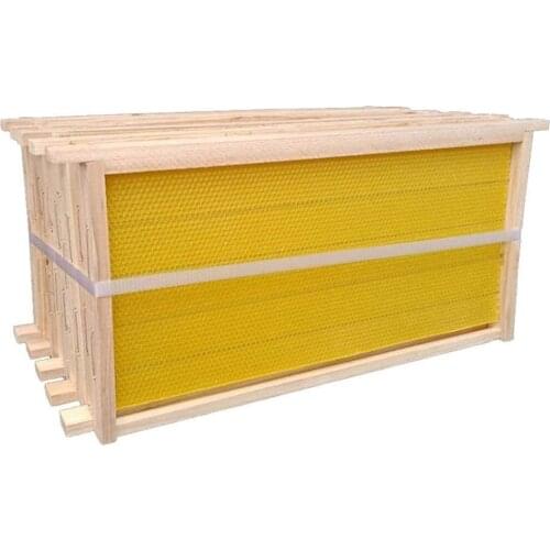 VIP 5pcs Waxed Foundation with Frames Beehive Kit Wax Coated Bee Hive Frames Beeswax Coated Foundation Sheet Beekeeping Tools