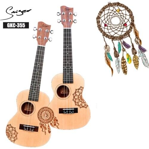Simger GKC-355 24" Concert Ukulele Spruce Top Hawaii Sapele Back&Sides Ukulele Dreamcatcher For Beginner Professional Couples
