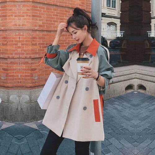 Women Long Section 2021 Patchwork Trench Windbreaker Short And Long Style Casual Ladies Keep warm Windbreak Collection Size 3XL