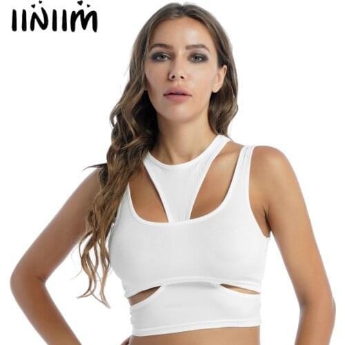 Womens Crop Tops Sexy Lingerie Hollow Out Exotic Tank Top Solid Color Sleeveless Racer Back Gym Yoga Fitness Workout Sport Vest