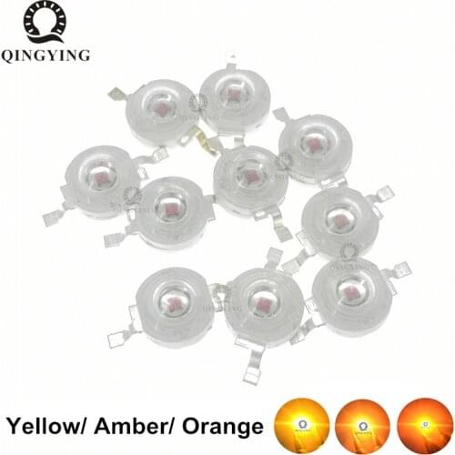 10pcs 1W 3W High Power LED Chip Yellow 590-595nm Amber 595-600nm Orange 600-605nm DC2.2-2.6V For Emergency Light Traffic Light