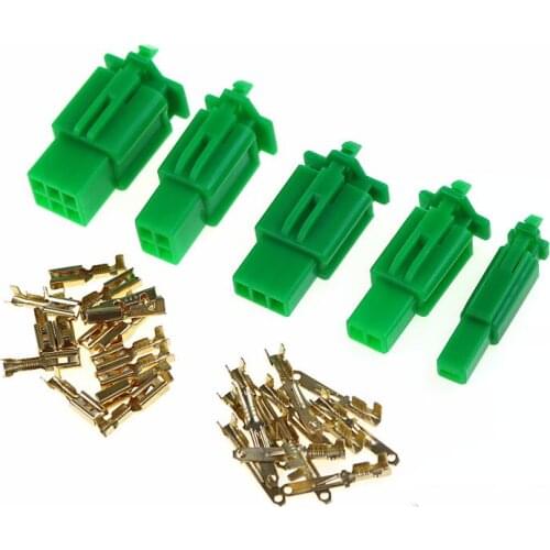 2.8mm 1/2/3/4/6 pin Automotive 2.8 Electrical wire Connector Male Female cable terminal plug Kits Motorcycle ebike 1set green