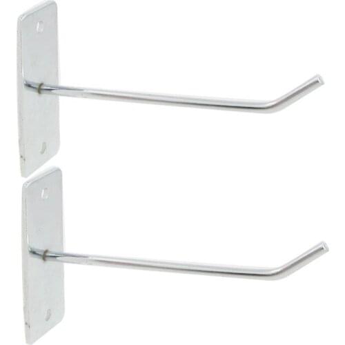 2 Pcs Wall Board Hanger Metal Clothes Towels Display Hook Silver Tone