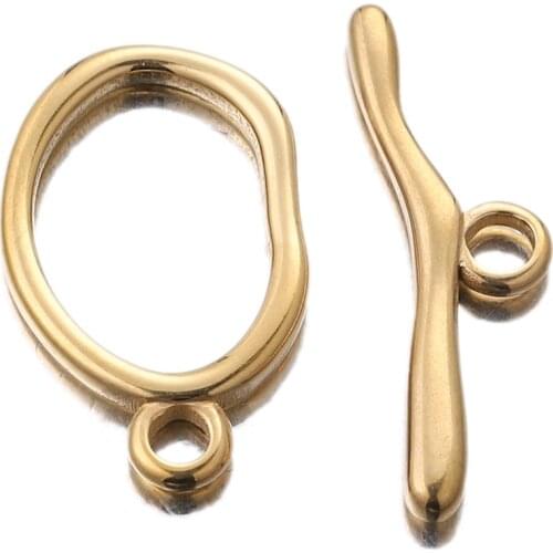 4set Lot Gold Stainless Steel Curved OT Clasps Toggle Buckle Connector for Bracelet Necklace Jewelry Making Supplies Clasp