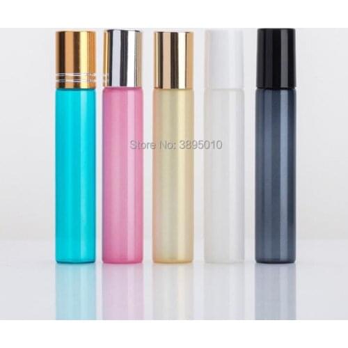 5ml 10ml Glass Aromatherapy Essential Oil Roller Roll on Bottles Refillable Bottles with Ball & Brushed Cap F949