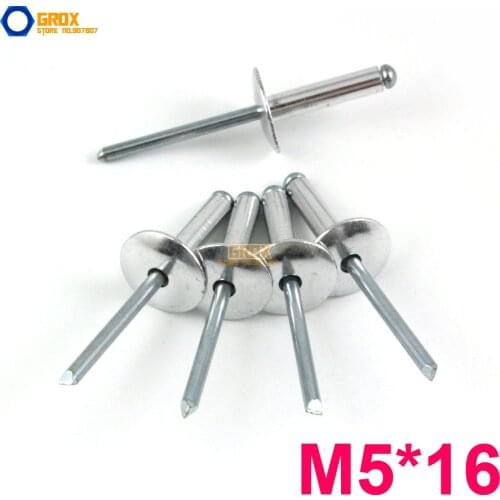50 Pieces M5*16 Aluminum Large Flange Blind Rivet Pop Rivet Open End