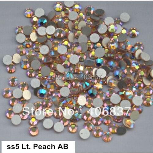Free Shipping! 1440pcs/Lot, ss5 (1.7-1.9mm) Light Peach AB Flat Back Nail Art Glue On Non Hotfix Rhinestones