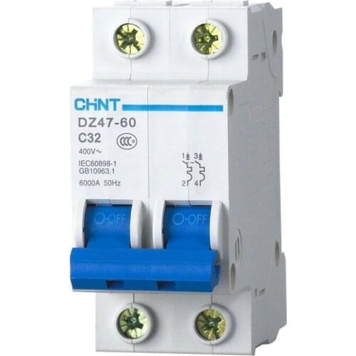 Free shipping DZ47-60 2P C32 Air switch miniature circuit breaker DZ47 2P 32A household switch short circuit protector