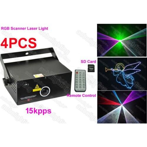 4PCS Wireless Remote control laser projector dj light SD card 15KPPS scanner laser light disco light laser party mini