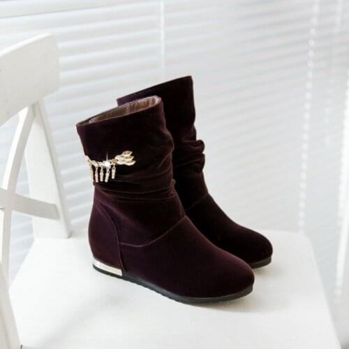 Big Size 9 10 11 12 boots women shoes ankle boots for women ladies boots shoes woman winter Solid metal decoration