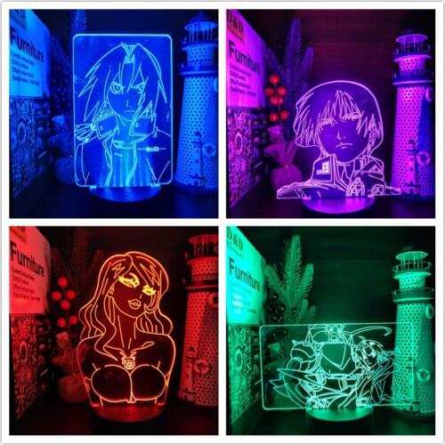 Fullmetal Alchemist Edward Elric Lust Roy Mustang Figure 3D Lamp Anime LED Color Changing Night Light Bedroom Decor Kids Gifts