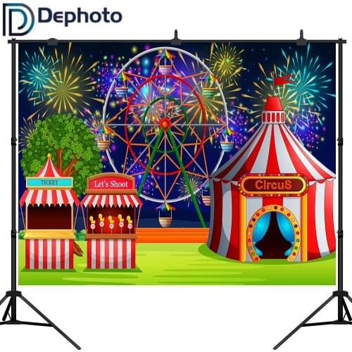 DePhoto Circus Tent Backdrops Carnival Birthday Party Banner Photography for Photo Booth Baby Shower Background for Pictures
