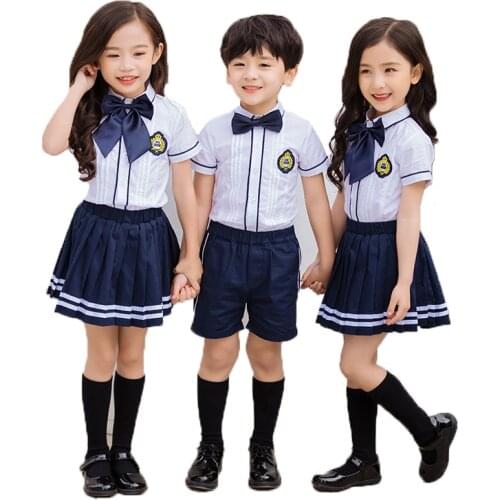 Childrens Summer Short Sleeve T-shirts Pants Clothing Set Boys Girls School Uniforms Kids Kindergarten Students Chorus Costume