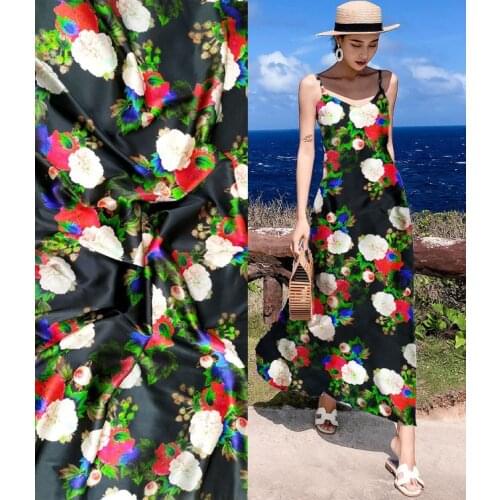 Telas textile sicily peony floral fancy nancy satin silk fabric for dress couture tissu japanese tissus au metre alibaba express