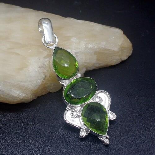 Gemstonefactory Jewelry Big Promotion 925 Silver Amazing Natural Green Peridot Charm Women Ladies Gifts Necklace Pendant 0581