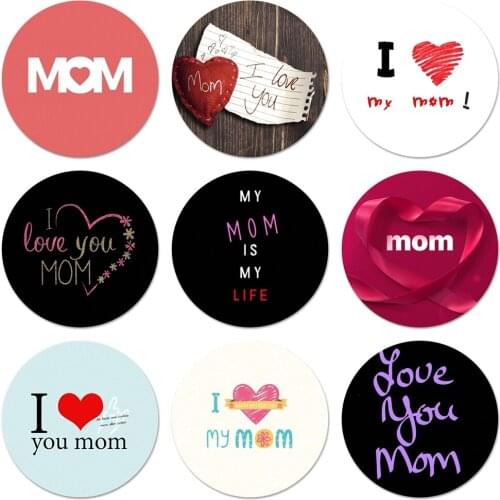 I love my super MOM fundas Icons Pins Badge Decoration Brooches Metal Badges For Clothes Backpack Decoration 58mm