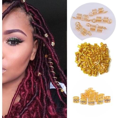 10-200pcs Silver Golden Hair Ring for Dreadlocks Hair Reggae Braided Hip Hop Hair Accessories Metal Adjustable Spring Twister