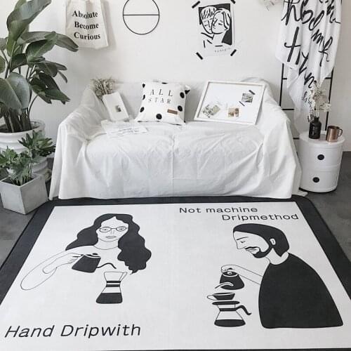 Floor Mat North European Chronic Rebound Tide Brand Living Room Sofa Coffee Table Bedroom Bedside Carpet Simple Modern Black