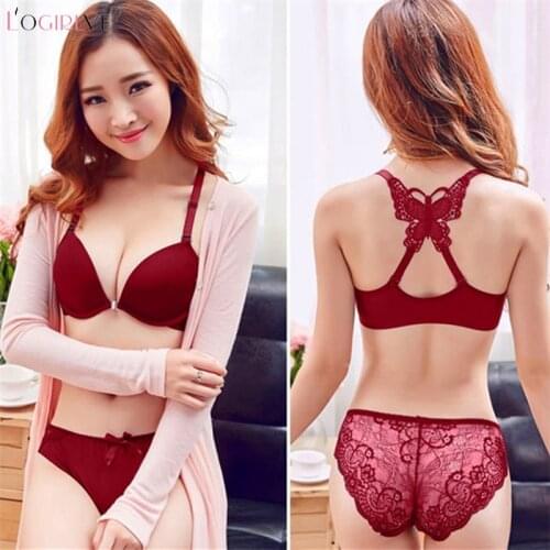 Logirlve Front Closed Push Up Brassiere Panties Sexy Underwire Bra Set For Women Underwear Solid Color Female Lingerie Briefs