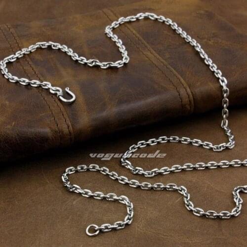 Rocker Fashion Pendant Matching Necklace Solid 925 Sterling Silver Cool Mens ellipses Necklace 8L010 -- 18"~36"