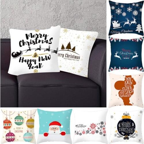 45*45cm Snowflake Christmas Tree Santa Elk Antlers Letters Gift Cushion Cover Xmas ome Decor Decorative Pillowcase 2020