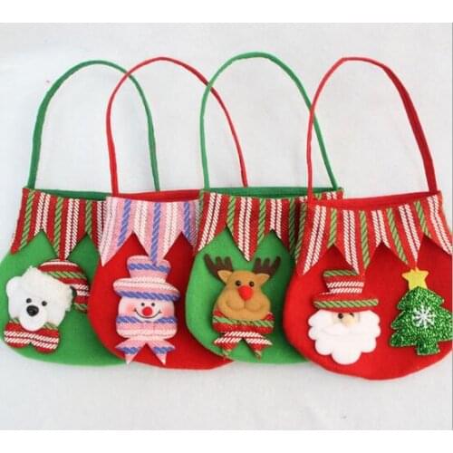 120 pcs New Pouch Sack Present Bag Christmas Decoration Cute Santa New Year Chrismas Santa Claus Kids candy gift bags Handbag