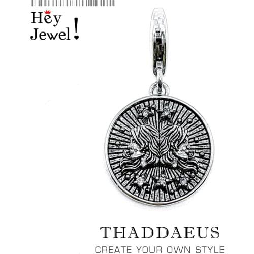 Newest Zodiac Sign Gemini Pendant Charm Trendy 925 Sterling Silver Fashion Jewelry Gift For Women Men Band Party Fan Pendant