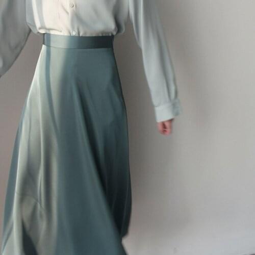 Pleated Summer 2021 New silk Printing Womens Skirt Expandable high waist Skirts Fashion Mid-Calf