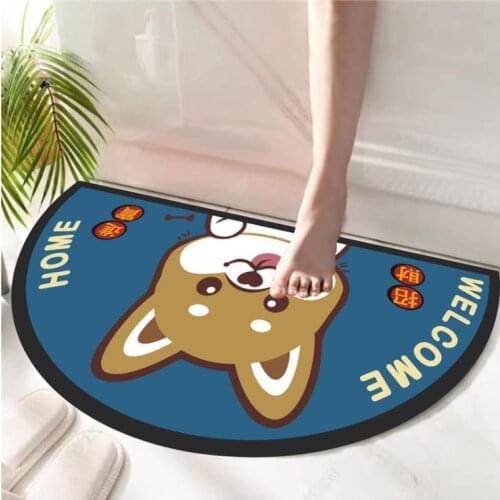 Semicircular Cartoon Cat Dog Floor Mat Living Room Carpet Decor Kitchen Bedroom Doormat Footpad