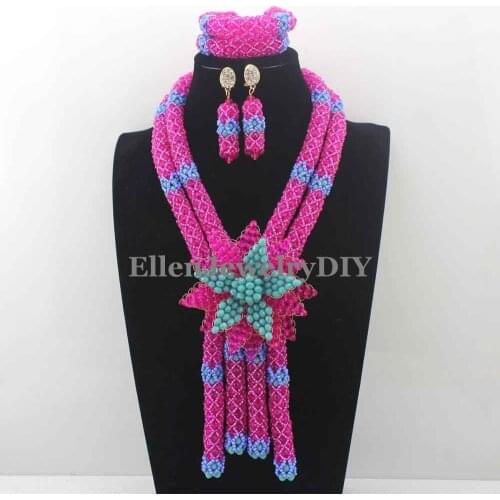 Popular nigerian Wedding Bridal beads Jewelry Sets for Women Mix Crystal Necklace African Beads Costume Jewelry Set W13289