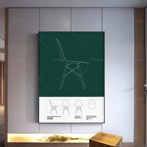 Eames DSW Chair Poster Mid Century Poster Art Print - Minimal Design - Charles an Ray Eames Wall Art Canvas Painting Picture