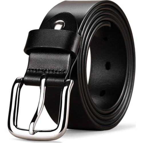 WilliamPolo Mens Genuine Leather luxury strap male belts for new fashion classice pin buckle belt High Quality