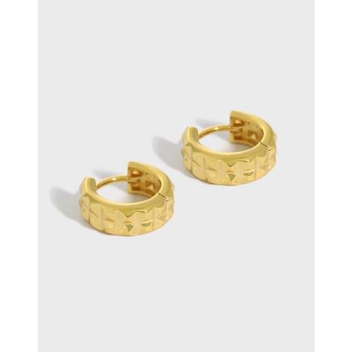 SHANICE 100% 925 Sterling Silver Niche design minimalist versatile Smooth gear Charming Earrings Stud Thin Hoops Gift