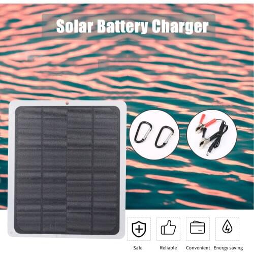 12V 6W Solar Panel Portable USB Solar Cell with Car Lighter Waterproof Camping Power Solar Panel Compatible for Phone Car Boat