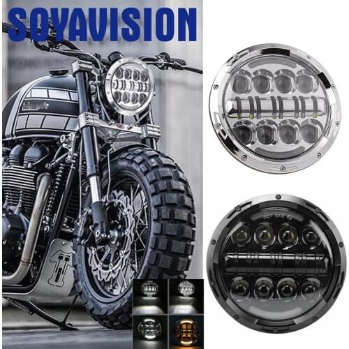 7" Motorcycle LED Headlight 80w High Low Beam DRL Daytime Running Light 6000K 12V 24V For FLD Touring Softail