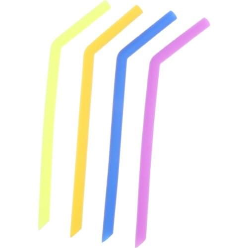 4 Pieces Eco-Friendly Silicone Flexible BPA Free Reusable Drinking Straws Shatter Resistant Extra Long 25cm