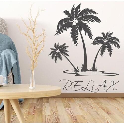 Vintage tropical coconut tree self-adhesive wall paper Coconut Tree Printing Wall Stickers Removable DIY Art Decoration Decals