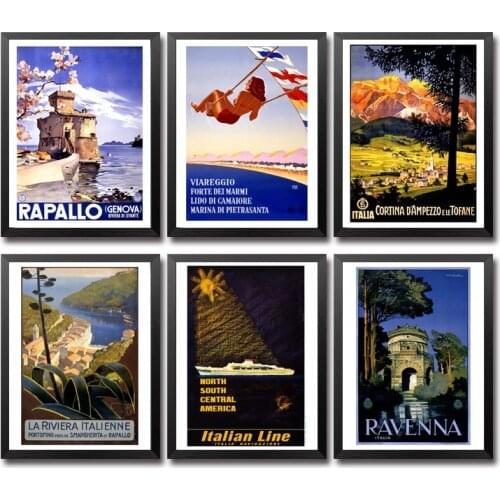 Italy Rapallo Ravenna Genoa Merano Venezia Rome Padova Vintage Travel Poster