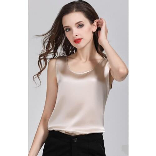 Womens 100% Real Silk Satin Silk Camisole Tank Top Vest Sleepwear M L XL 2XL 3098