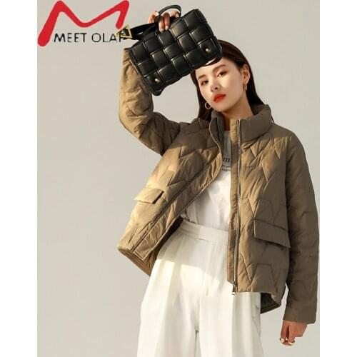 Ultra Light Down Jacket Winter Women Stand Collar Feather Puffer Coat 90% White Duck Down Parkas Solid Color Outerwear