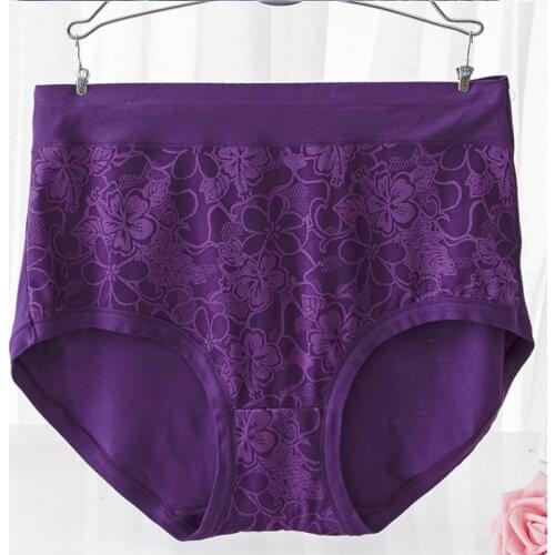 Women Modal High Waist Panties Female Big Size Floral Briefs Elastic Large Size Cotton crotch Underwear 115KG