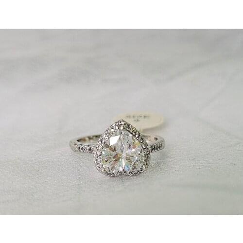 Wholesale Delicate Heart Ring For Women Female Cute Finger Rings Romantic Birthday Gift For Girlfriend White CZ Fashion Jewelry