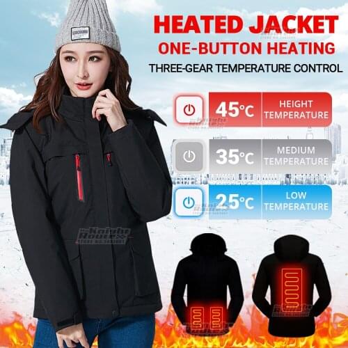 Winter Electric Heated Jacket Motorcycle Jacket USB Thermal Warm Heated Vest Outdoor Jacket Moto Biker Motorbike Coat Unisex