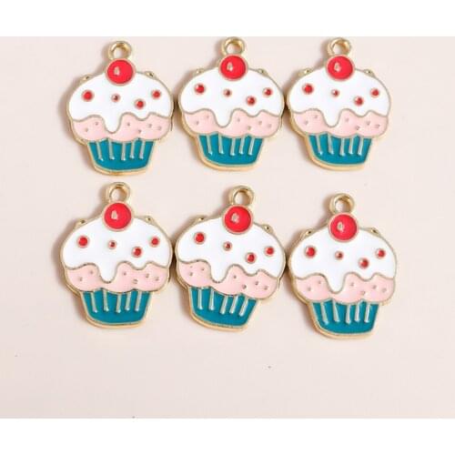 10pcs 17*22mm Enamel Ice Cream Charms Pendant for Jewelry Making diy Food Drinks Charms Necklaces Earrings Making Accessories