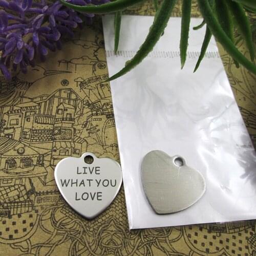 20pcs--"LIVE WHAT YOU LOVE"stainless steel charms 5 styles for choosing DIY Charms for necklace bracelets