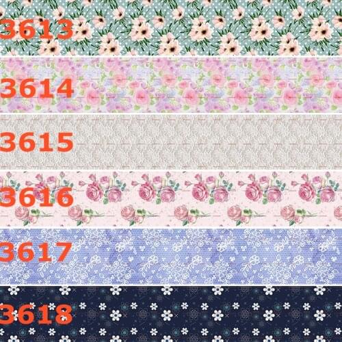 10yards - different sizes -Flowers pattern printed Grosgrain ribbon -Flower design ribbon