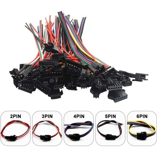 100Pair JST Connector Male and Female 2Pin 3Pin 4Pin 5Pin 6Pin 15cm for WS2812B WS2815 SK6812 5050 LED Strip Light 5/10/50Pair