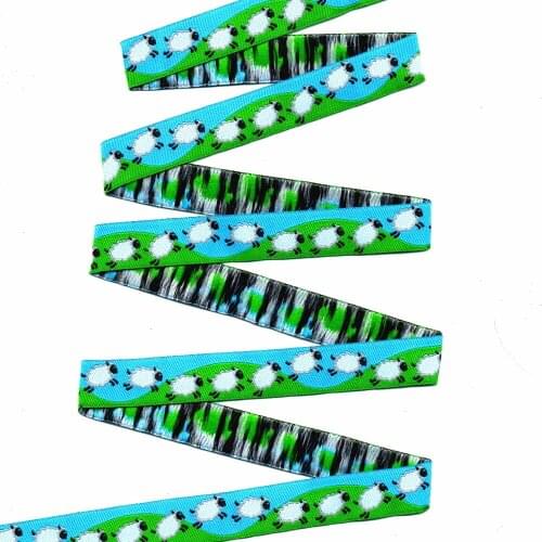 2014 NEW wholesale 5/8 '(16 mmx10yards) 100% Polyester Woven Jacquard Ribbon with sheep